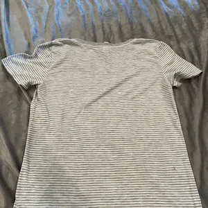 Gray Striped T-Shirt with Pink Embroidery thumbnail 2