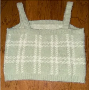 New PacSun Kendall & Kylie Light Mint Green + White Plaid Soft Cropped Top L thumbnail 12