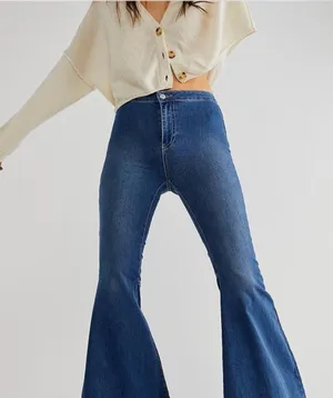 💙✨‎ FREE PEOPLE We The Free Just Float On Flare Jeans 27 Jericho Blue ✨💙 thumbnail 1