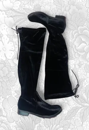 Black suede thigh-high boots  thumbnail 1