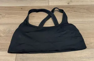 Athleta ribbed Strappy‎ back sports bra black size medium thumbnail 1