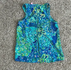 Lilly Pulitzer Silk Aerial Sea Blue Lagoon Blouse Sleeveless Top thumbnail 5