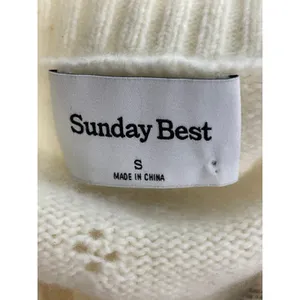 Aritzia Sunday Best Wool Cream Cable Knit Boat Neck Long Sleeve Sweater Top Sz S thumbnail 6
