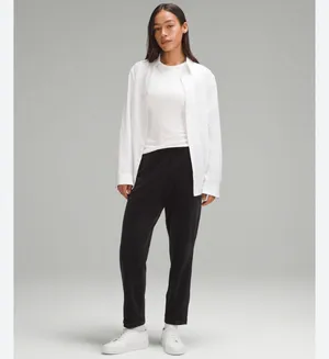 Lululemon Women Scuba Mid-Rise Straight-Leg Pants Velvet Cord 7/8 Length 4 Black thumbnail 3