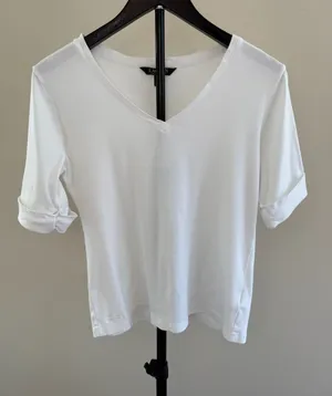 Lauren Ralph Lauren 100% Cotton V-Neck T-Shirt White -L thumbnail 1