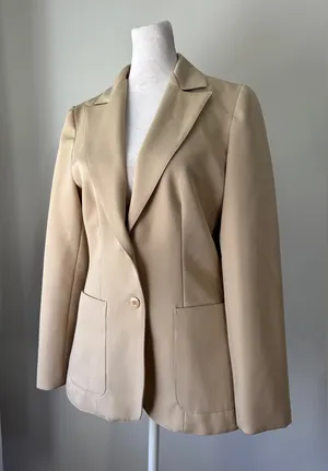 Vintage ‘80s Panther Light Tan Single Breasted Blazer thumbnail 1