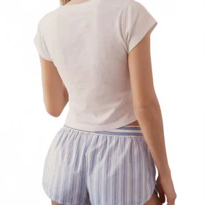 Anthropologie Bloomer Boxer Shorts Stripe Thelma Cotton Blue Women's Small NWT thumbnail 5