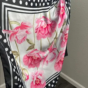 Juicy Couture Pink Floral and Black Polka Dot Scarf thumbnail 2