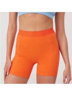 NEW! Outdoor Voices SMALL Sundance SuperForm 5” Bright Orange Bike Yoga Shorts thumbnail 6
