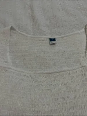 Old Navy White Smocked Square Neck Ruffle Sleeve Top Sz L Feminine thumbnail 4