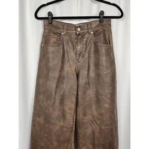 Free People We The Free Brown Faux Leather Misha Wide Leg Barrel Pants Sz.26 thumbnail 7