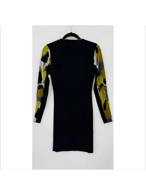 Revolve Torn by Ronny Kobo Long Sleeve Dress S Green Black Camo thumbnail 3