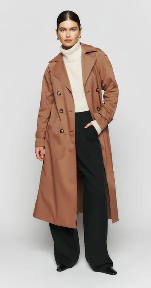 Reformation NWT Holland Trench Coat in Khaki thumbnail 3