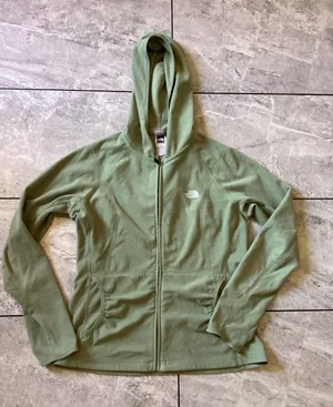 The North Face TKA 100 Fleece Full Zip Hoodie Sage Green Womens Large L thumbnail 1