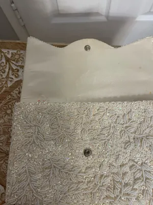 La Regale Beaded Ivory Sequin Envelope Clutch thumbnail 11