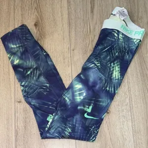 Nike Pro Green blue Leggings tights thumbnail 1