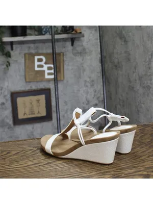 NWT Style & Co. Mulan Wedge Slip On Open Toe Textured Elastic Sandals White 6.5M thumbnail 8