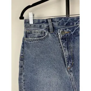 Sam Edelman Medium Blue‎ Wash The Riley Asymmetrical Raw Hem Denim Jean Skirt 29 thumbnail 2