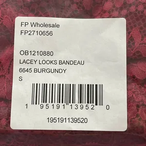 Free People Intimately Bandeau Bra Lacey Looks Burgundy Small Strapless New Red thumbnail 9