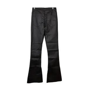 Edikted Luna Black Faux Leather Flare Pants High Rise‎ Stretch Vegan Leather M thumbnail 4