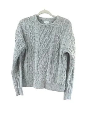 J. Crew Heather Gray Cable-Knit Crew Sweater thumbnail 8