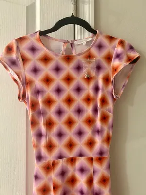 Olivaceous Pink & Orange Geometric Midi Dress with Side Slit thumbnail 5