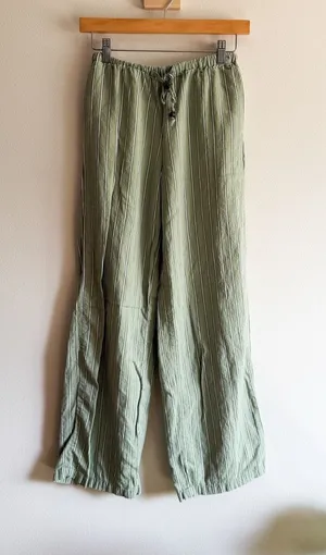 Zara Linen Blend Stripe Pull On Pant Size XS thumbnail 1