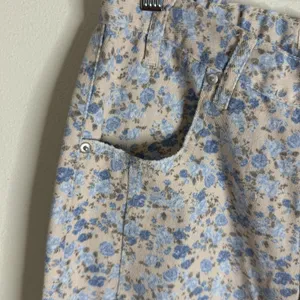 POL everyday edge pants Blue Floral Corduroy Wide Leg Distressed Elastic Waist S thumbnail 4
