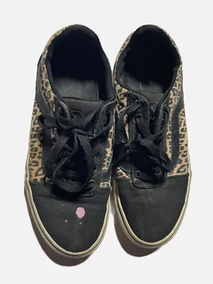 Vans Ward Sneakers Women 7.5 Black Leopard Print Canvas Low Top Skate Streetwear thumbnail 1