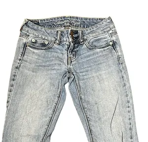 American Eagle Artist Stretch Flare Jeans Women Sz.0 Low-Rise Light Wash Denim thumbnail 2