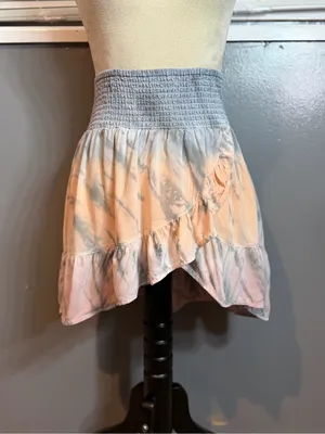 Vintage Havana Pastel Tie Dye Ruffle Skirt Smocked Waist Boho Small thumbnail 4