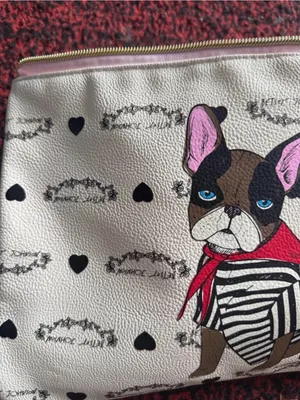 Betsey Johnson French bulldog wristlet zipper pouch thumbnail 4