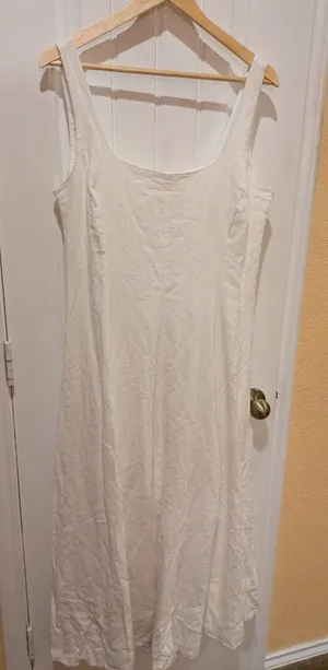 Gap Linen Blend Dress Womens Large White thumbnail 1