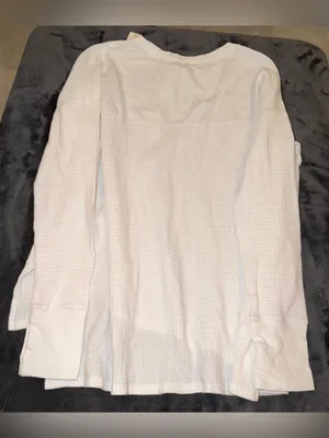 Aerie Offline Wow! Waffle Henley T-Shirt in White Size XS New with tags thumbnail 13