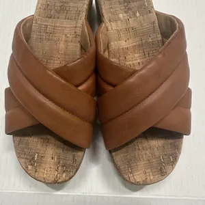 Korks Faithe Platform‎ Wedge Shoes Womens Size 8 Brown Leather Slide Sandals thumbnail 10