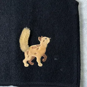 Vintage Cat Applique Wool Vest‎ Black Zip Up Whimsical Kitty Kittens Grandmacore thumbnail 4
