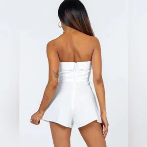Princess Polly White Romper Strapless Sz 2 Bridal Bachelorette Summer NWT Linen thumbnail 7