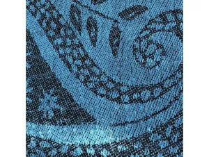 Blue and Black Paisley Pattern Acrylic Scarf with Fringe thumbnail 3