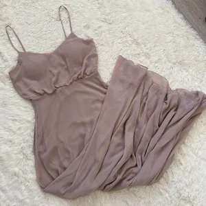 Birdy Grey Dress Gwennie Chiffon Maxi No Slit Pockets Taupe M NWT New thumbnail 1