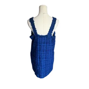 Zara - NWT Blue Tweed Jeweled Mini Dress Pinafore Sz XL thumbnail 5