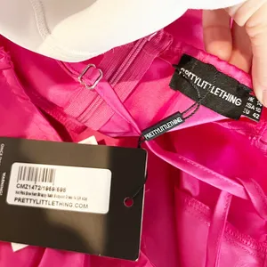 PrettyLittleThing Bow Hem Satin Mini Slip Dress Pink 10 thumbnail 3