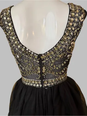 Black Embellished Beaded Cocktail Dress Size 2 thumbnail 6