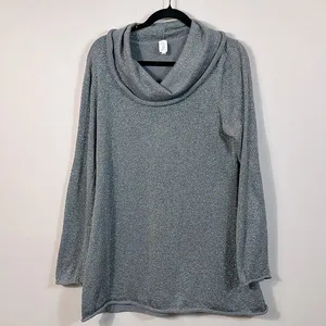 Jones New York Silver Gray Glitter Sparkle Lightweight Cowl Neck Sweater Large thumbnail 1