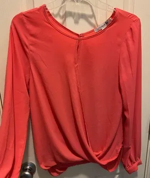 Forever 21 Coral Satin Top thumbnail 1