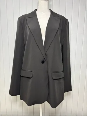 Vince Camuto Black Single-Button Notch Lapel‎ Blazer Jacket Size L Career Chic thumbnail 3