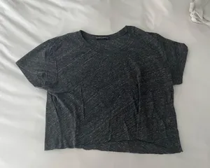Brandy Melville Grey Heathered Crop Shirt thumbnail 1