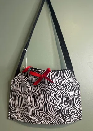 Handmade Zebra Print Purse Red Bow Shoulder Bag Boutique Style Shoulder Bag thumbnail 1