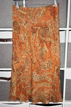 Charter Club Paisley 100% Silk Wrap Midi Skirt Size 8 thumbnail 1