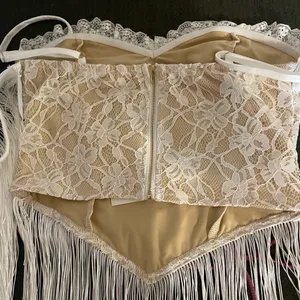 Elegant Lace Fringe Blouse - White and Cream thumbnail 4