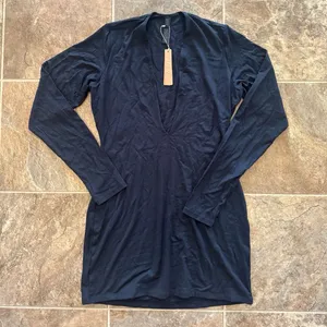 Skims Smooth Layers Deep Plunge Mini Dress Obsidian Size Large thumbnail 2
